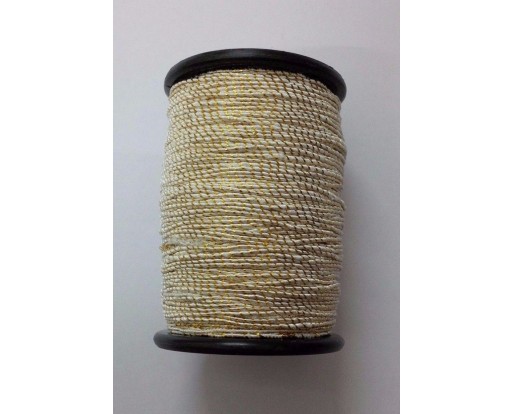 OFF WHITE with GOLD - 120 Yards - Lurex Zari Jari Sparkle Shiny Thread Yarn Cord Dori - For Crochet Jewelry Handicraft Knitting Artwork DIY